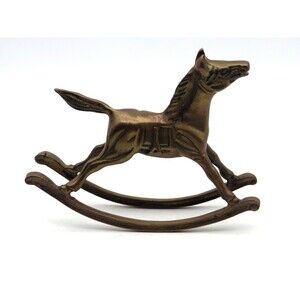 Vintage Solid Brass Rocking Horse Figurine Taiwan
